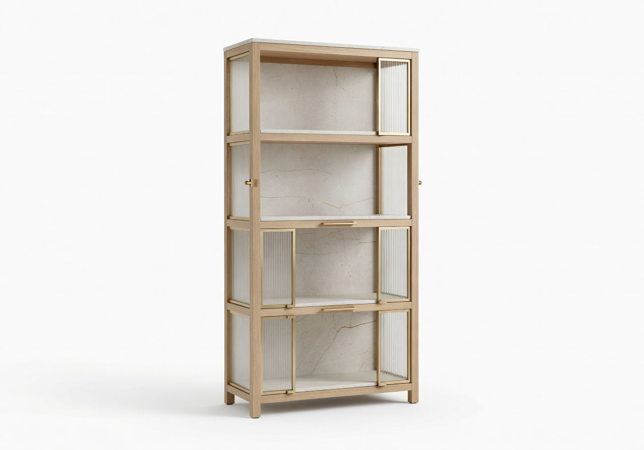 Caldris Oak Tower Bathroom Shelf