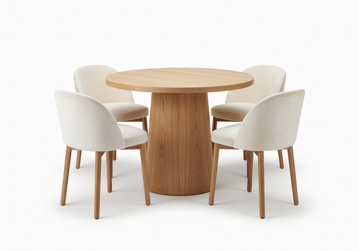 Elowen Round Counter Height Dining Table and 4 Bar Stool