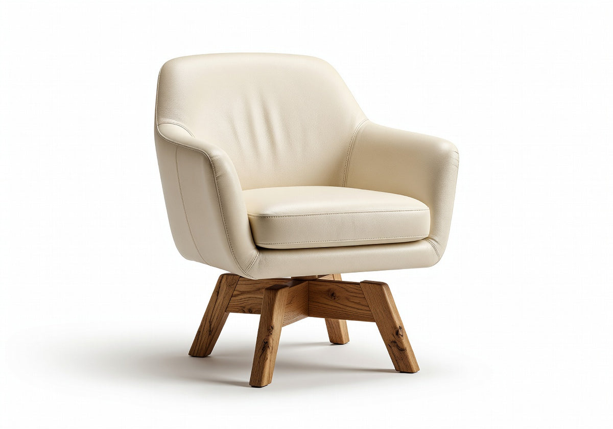 Tamsin Leather Oak Base Swivel Chair