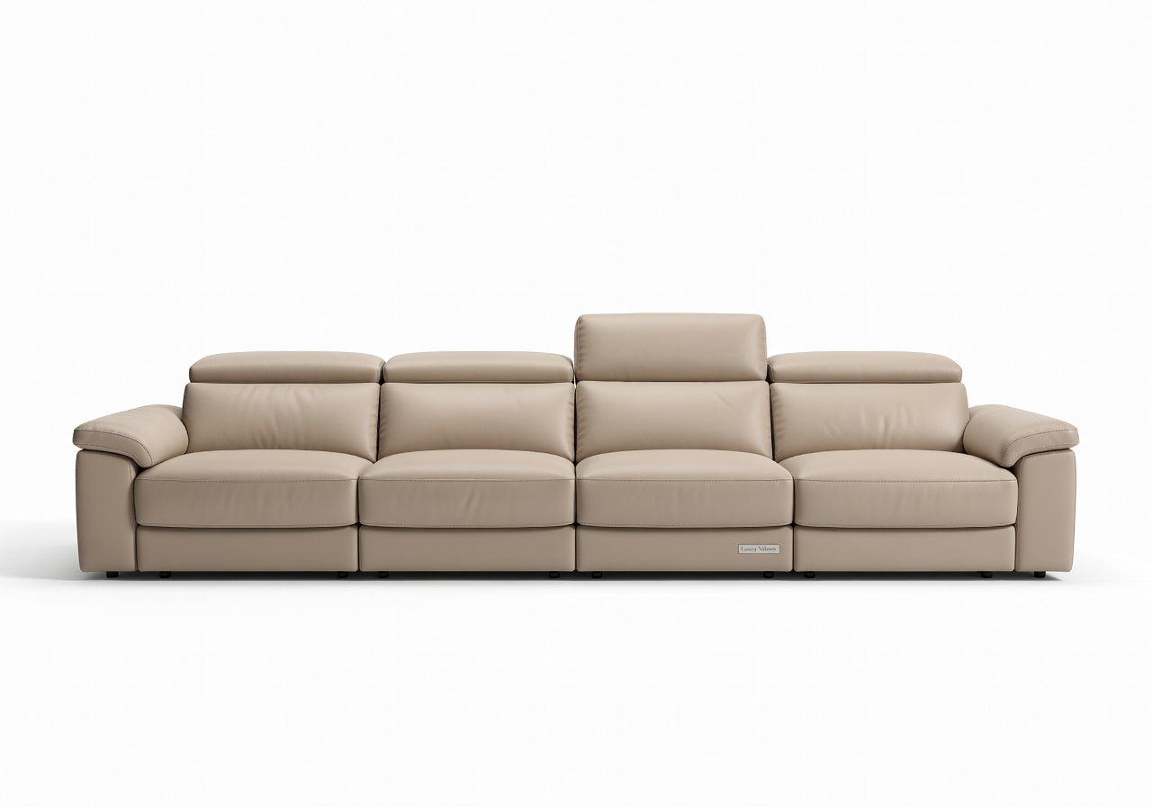 Valenne Reclining Leather Modular Low Recline Sectional
