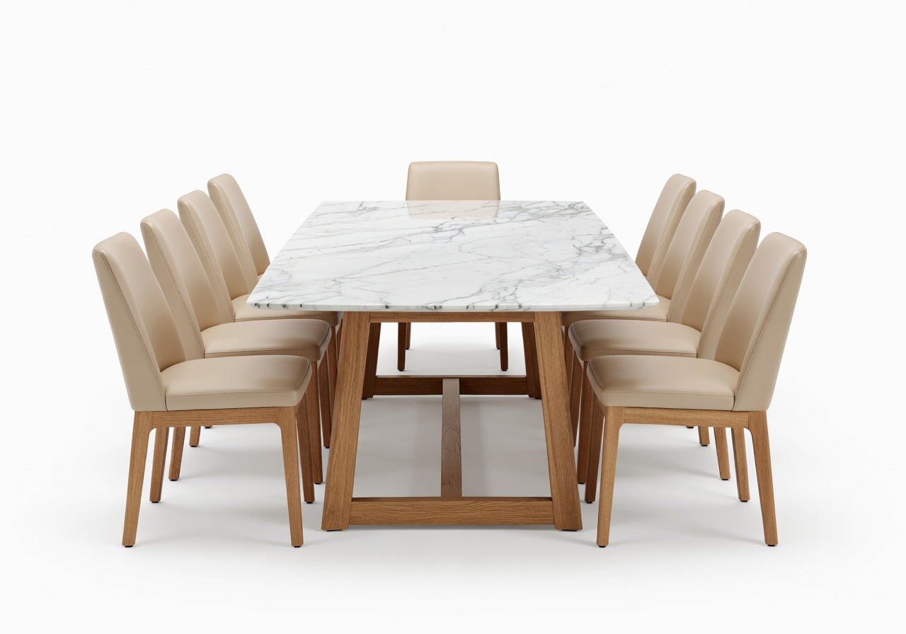 Virelle Marble Dining Table and 8 Chair
