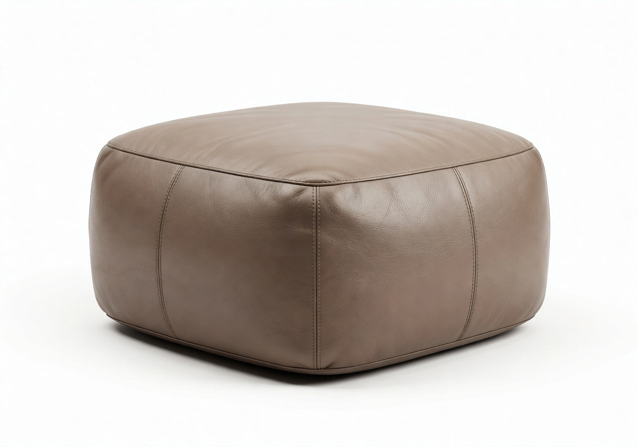 Belmont Leather Ottoman and Pouf