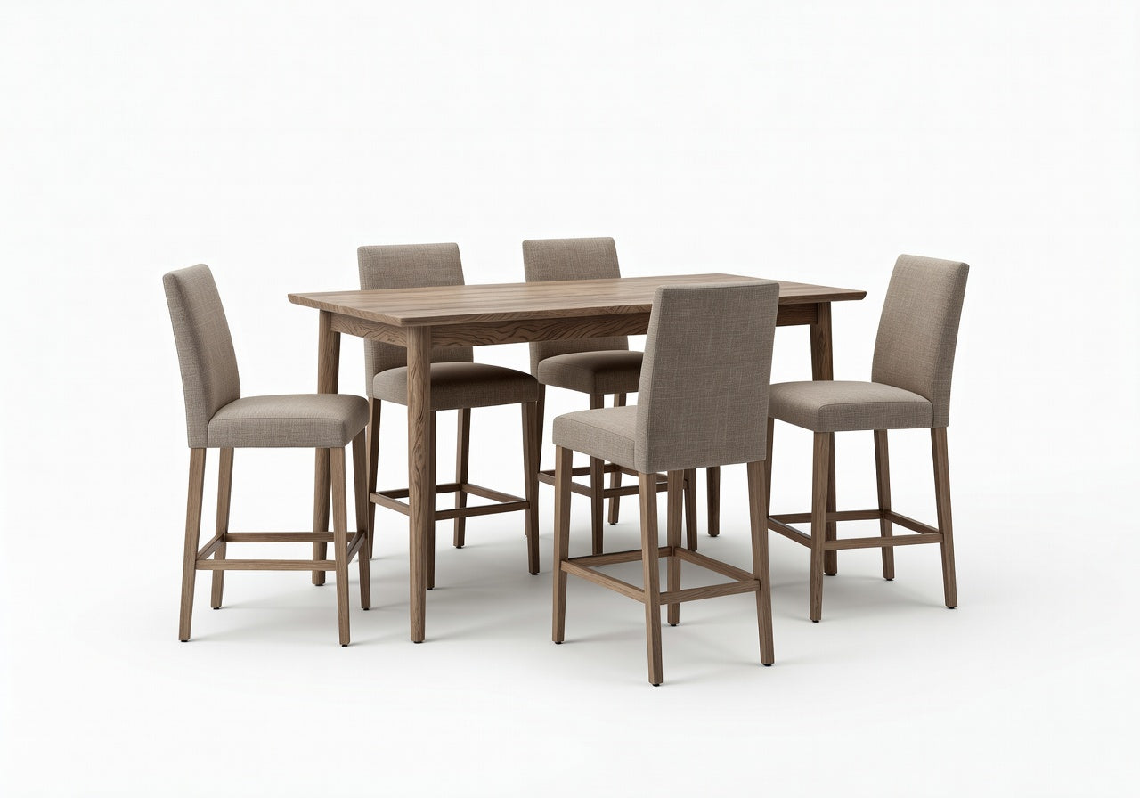 Caldera Linear Counter Height Dining Table and 4 Bar Stool