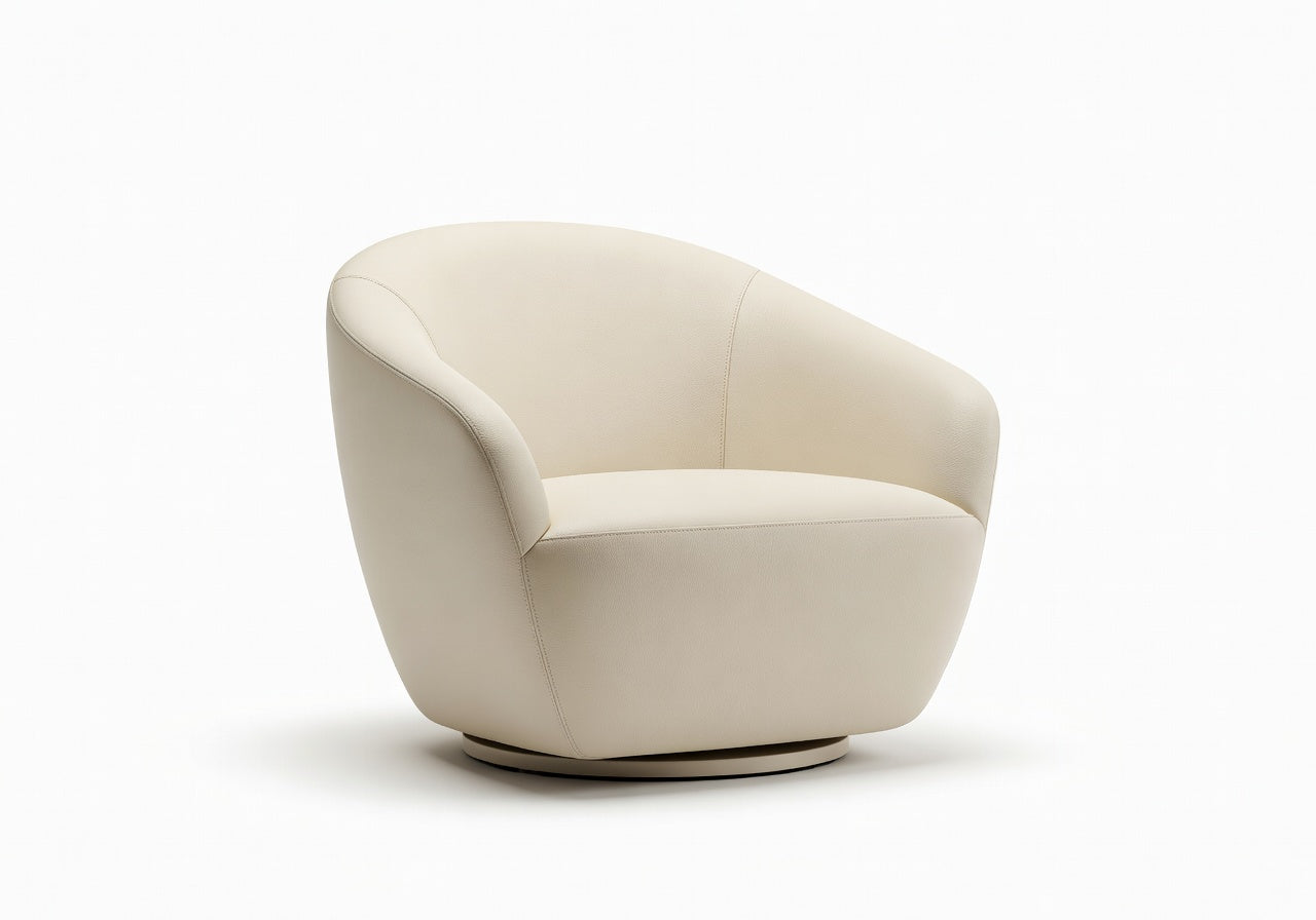 Elowen Leather Curved Swivel Chair