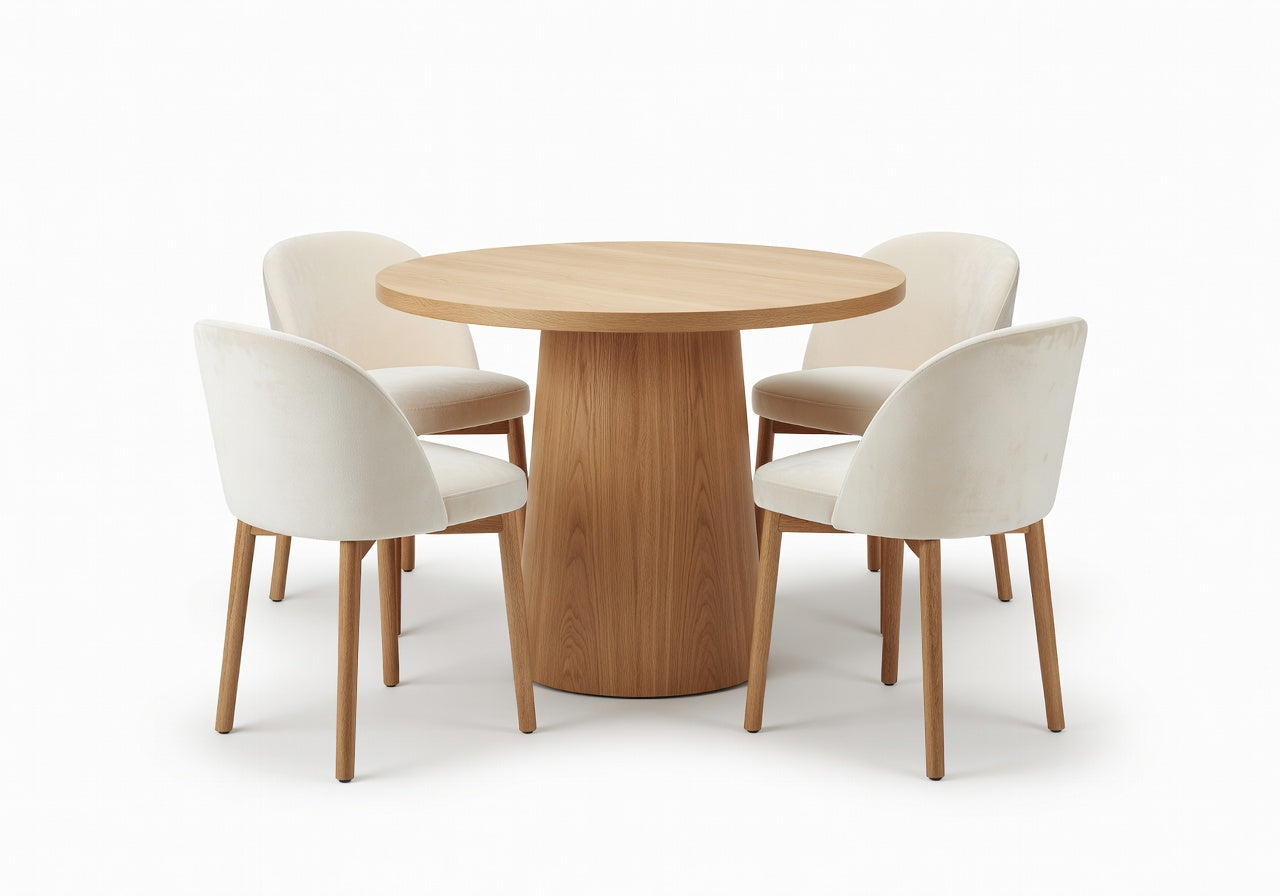 Elowen Round Counter Height Dining Table and 4 Bar Stool