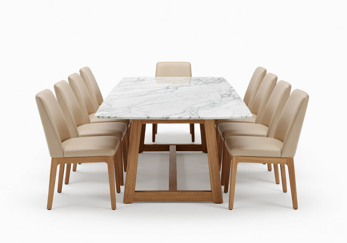 Virelle Marble Dining Table and 8 Chair